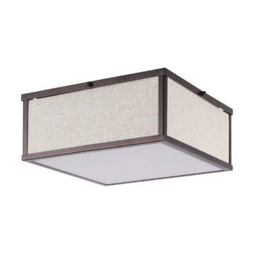 Grant 14.13" Minimalist Industrial Square Linen Iron LED Flush Mount - JONATHAN Y